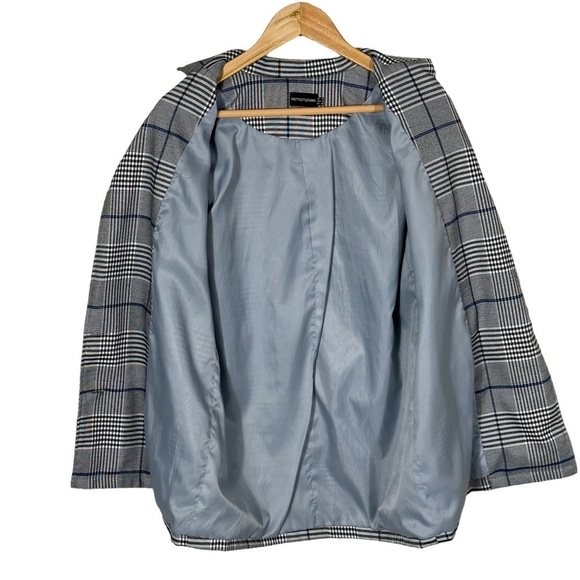 PRETTYLITTLETHING Blazer Jacket Coat Outerwear Plaid Double Breasted Black Sz 4 - Picture 3 of 5